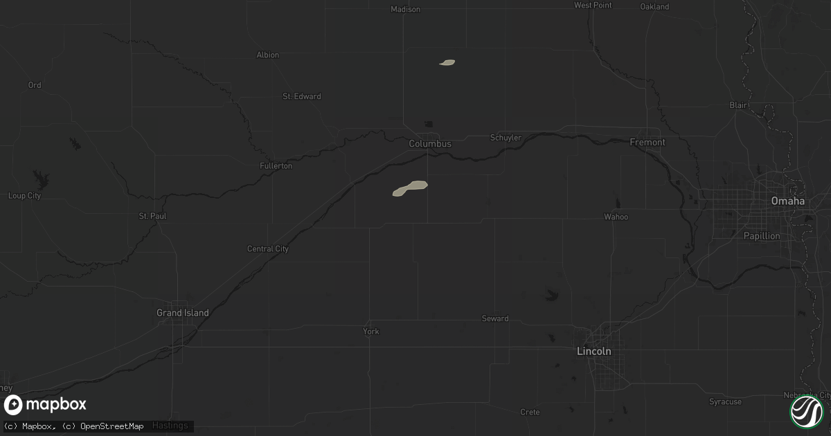 Hail map in Shelby, NE on May 29, 2026