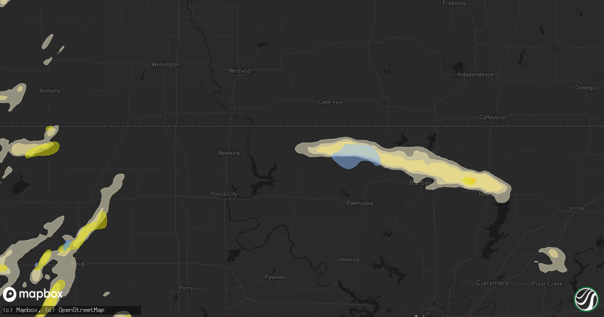 Hail map in Shidler, OK on May 29, 2026