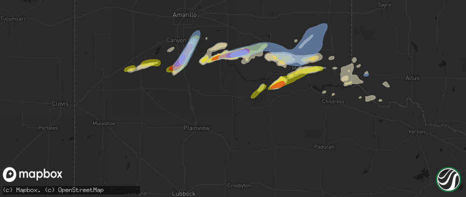 Hail map in Silverton, TX on May 29, 2026