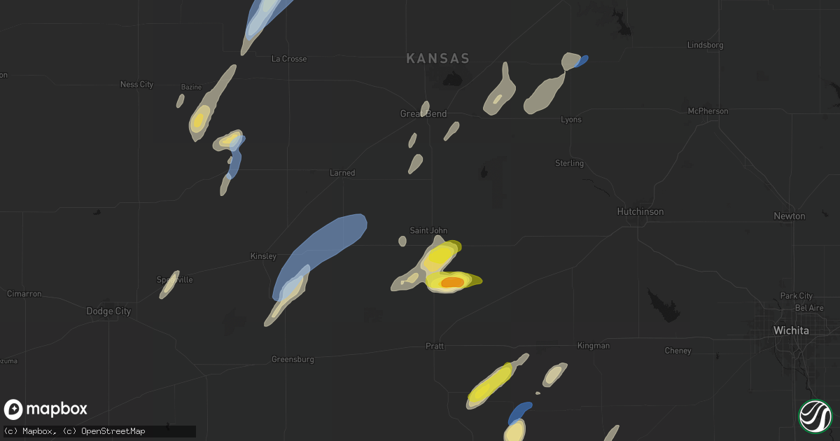 Hail map in St John, KS on May 29, 2026