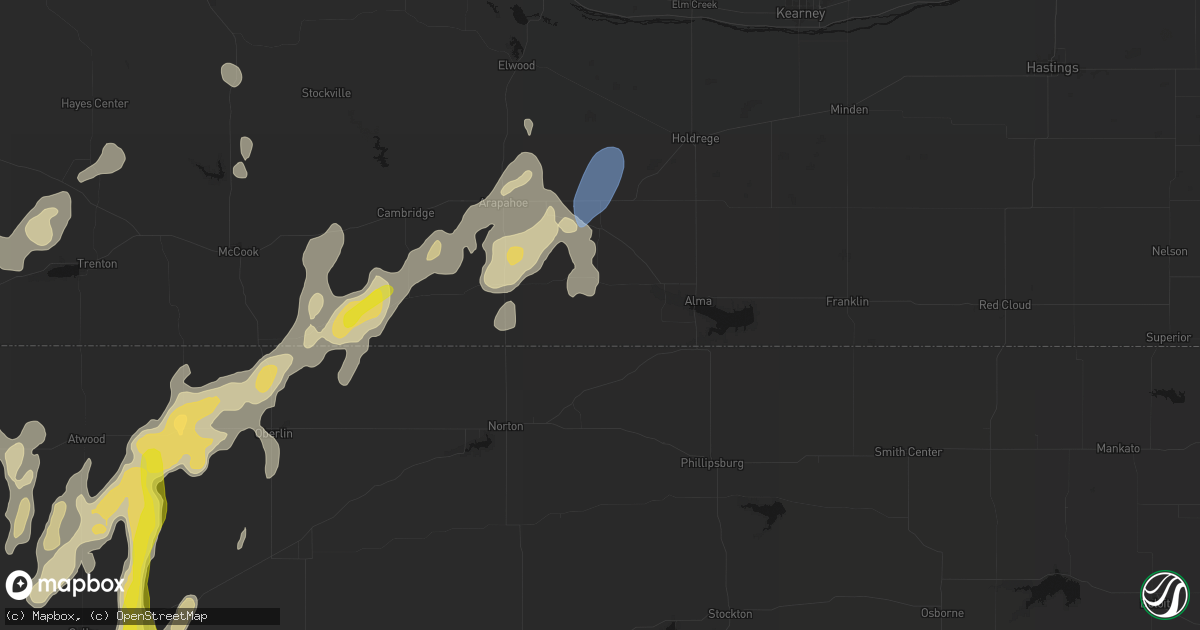 Hail map in Stamford, NE on May 29, 2026
