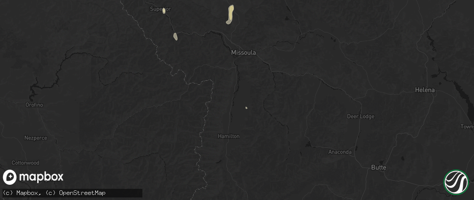 Hail map in Stevensville, MT on May 29, 2026
