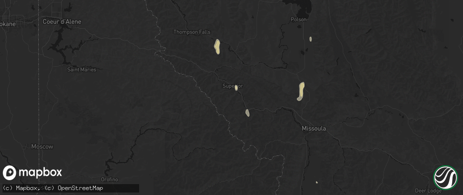 Hail map in Superior, MT on May 29, 2026