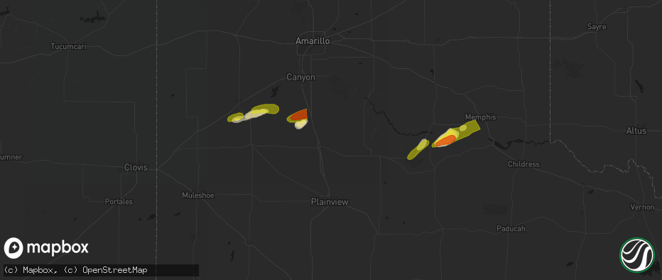 Hail map in Tulia, TX on May 29, 2026