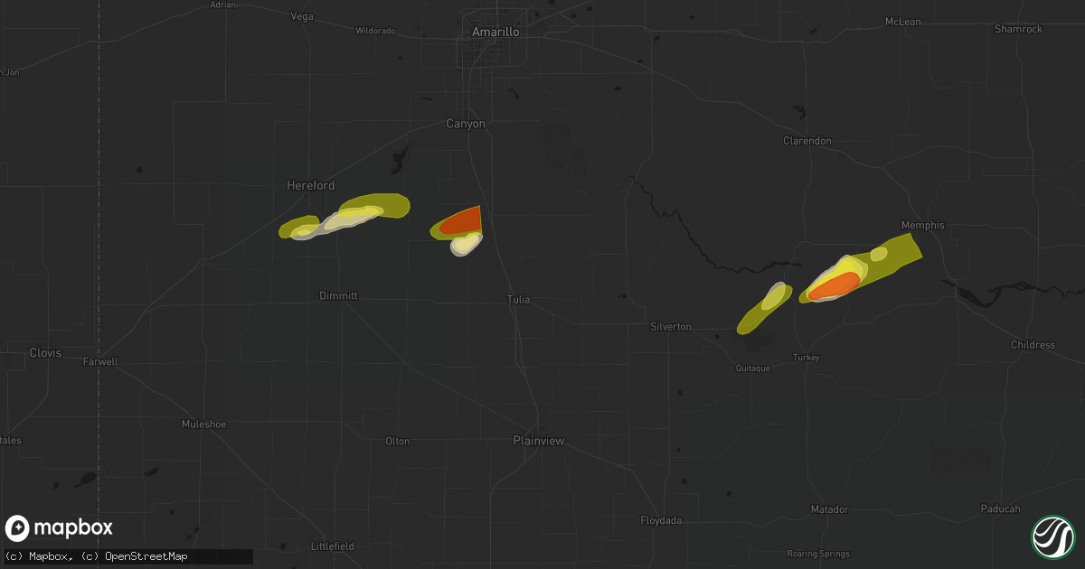 Hail map in Tulia, TX on May 29, 2026