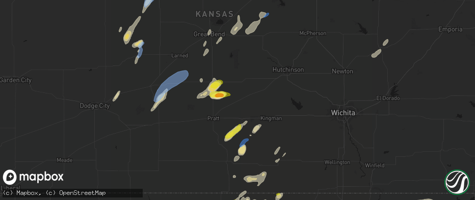 Hail map in Turon, KS on May 29, 2026