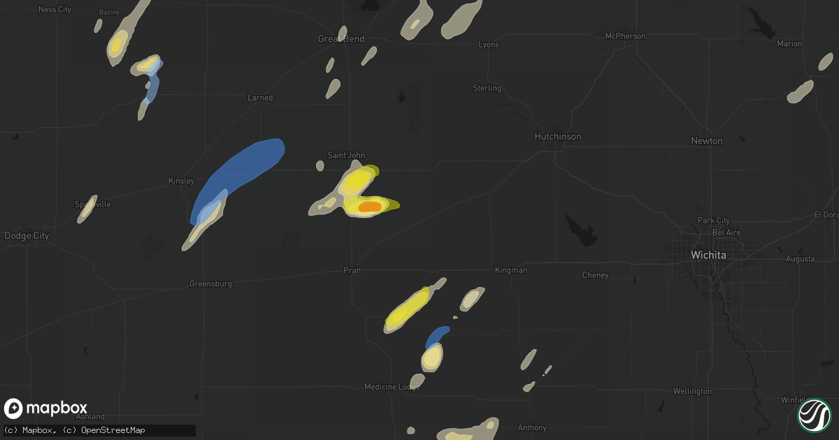 Hail map in Turon, KS on May 29, 2026