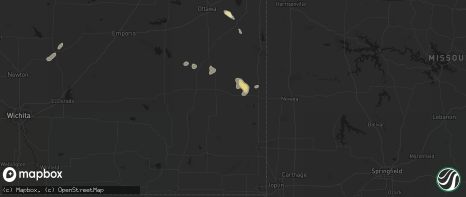 Hail map in Uniontown, KS on May 29, 2026