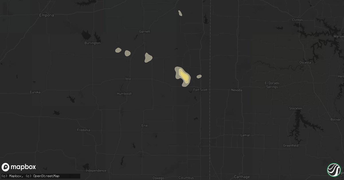 Hail map in Uniontown, KS on May 29, 2026