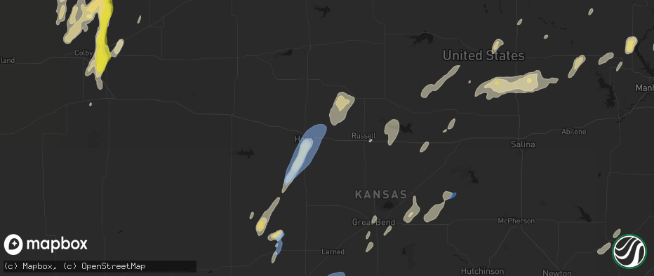 Hail map in Victoria, KS on May 29, 2026