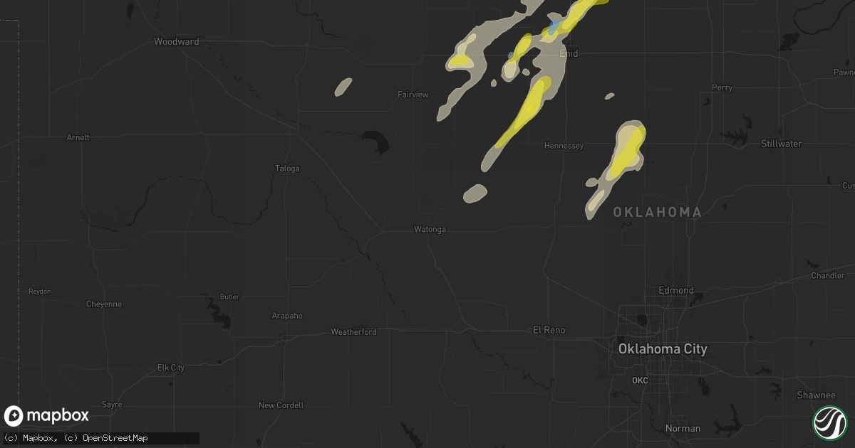 Hail map in Watonga, OK on May 29, 2026