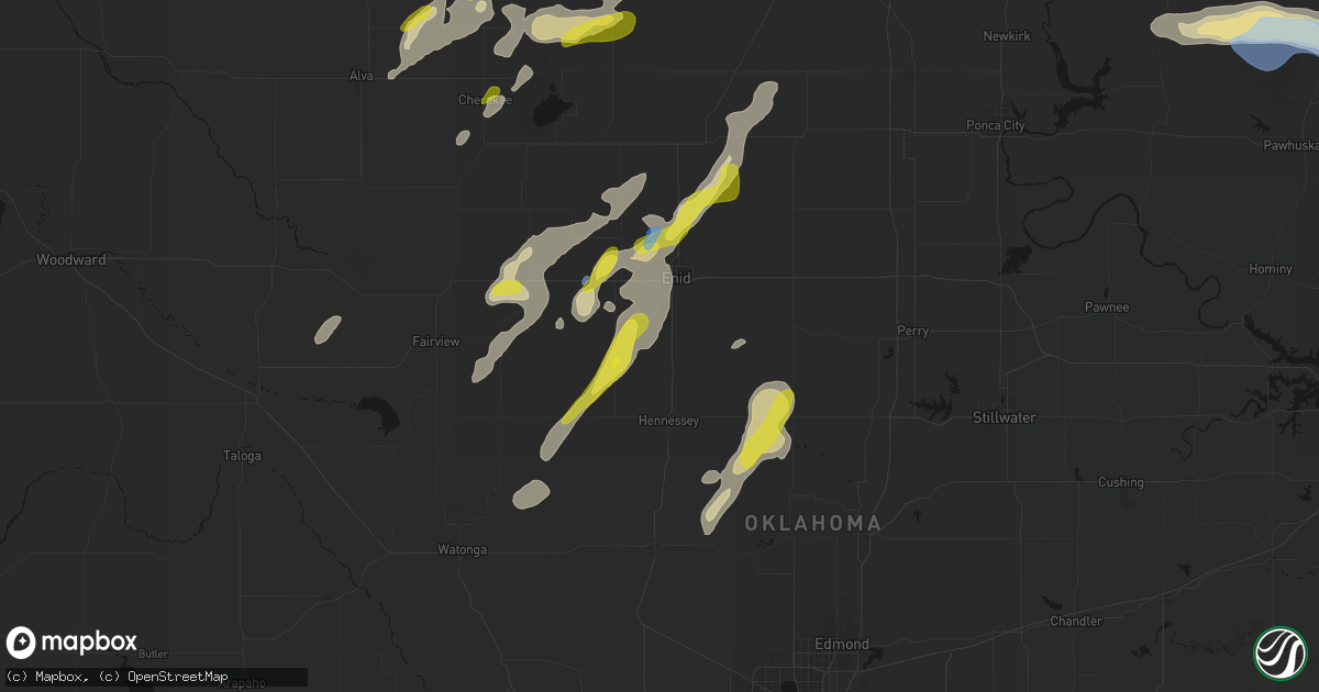 Hail map in Waukomis, OK on May 29, 2026