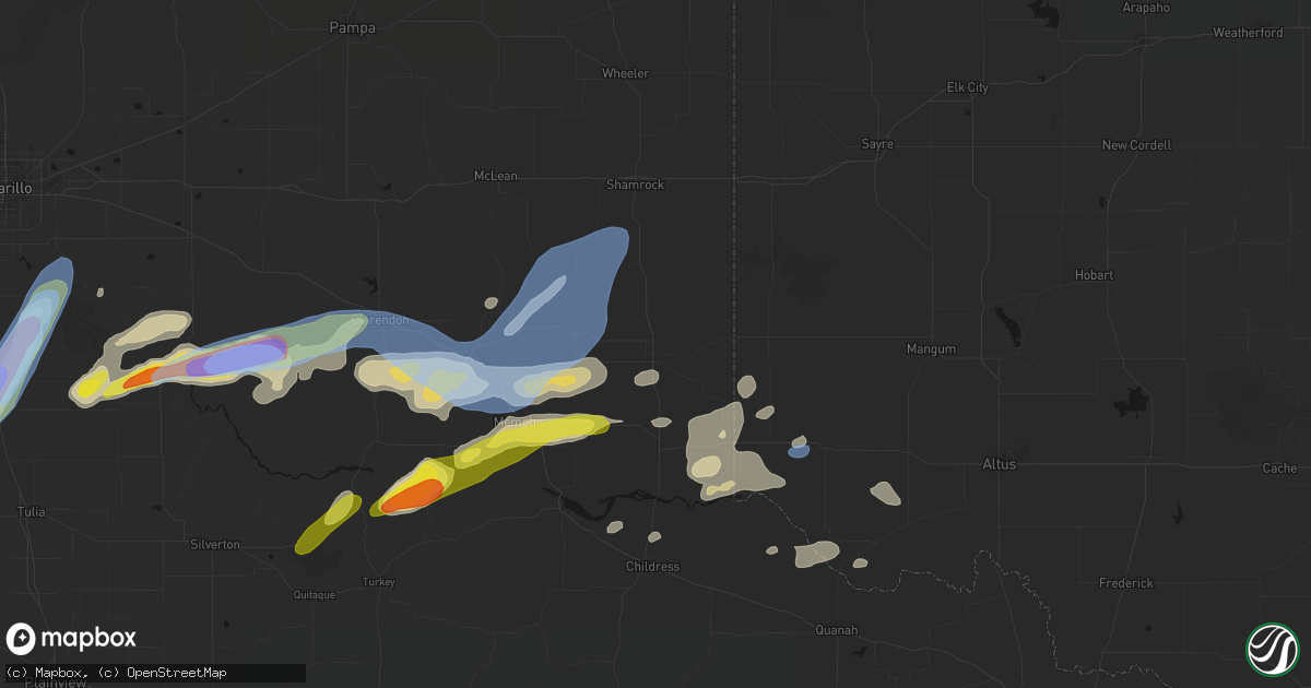 Hail map in Wellington, TX on May 29, 2026