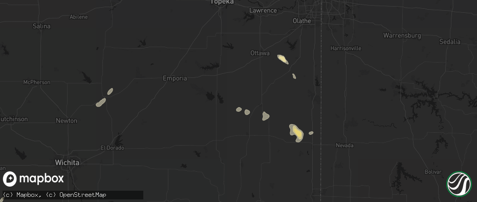 Hail map in Westphalia, KS on May 29, 2026