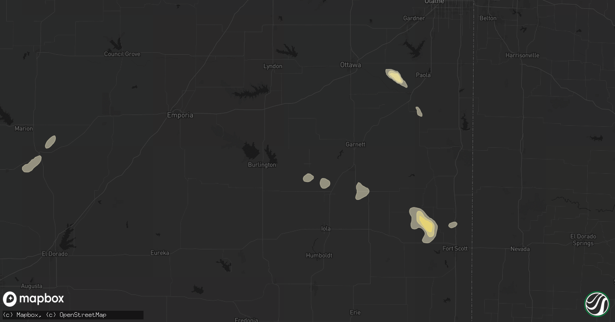 Hail map in Westphalia, KS on May 29, 2026