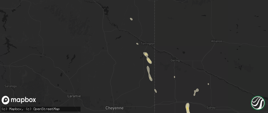 Hail map in Yoder, WY on May 29, 2026