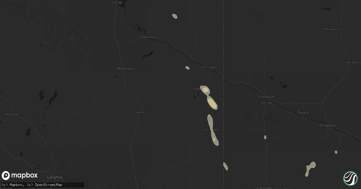 Hail map in Yoder, WY on May 29, 2026