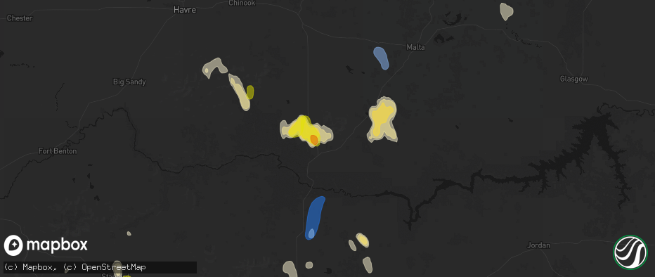 Hail map in Zortman, MT on May 29, 2026