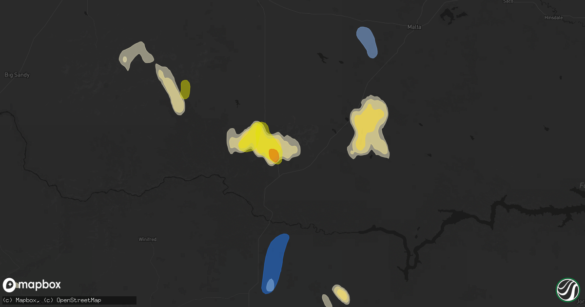 Hail map in Zortman, MT on May 29, 2026
