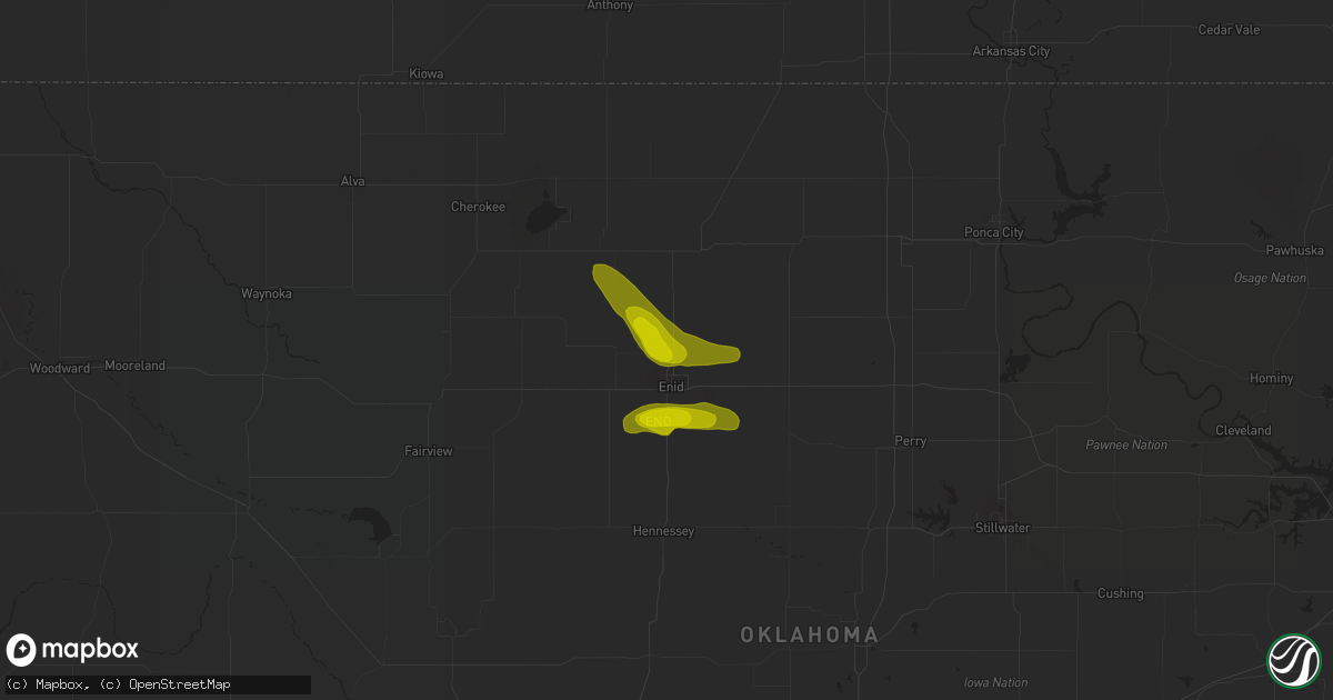 Hail map in Nash, OK on May 30, 2010