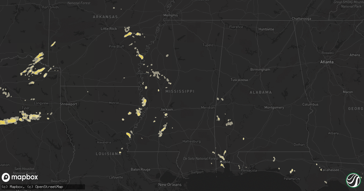 Hail map in Mississippi on May 30, 2012