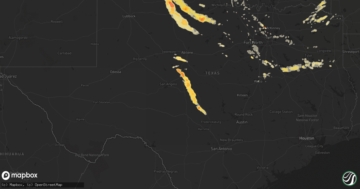 Hail map in Texas on May 30, 2012