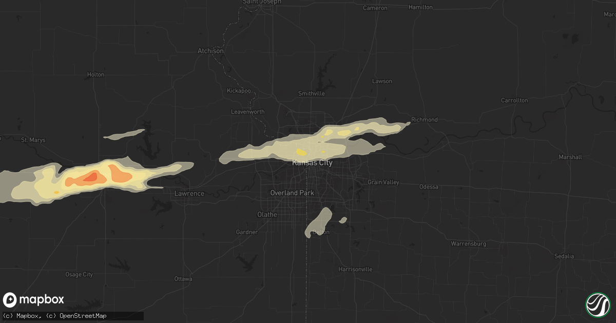 Hail map in Kansas City, MO on May 30, 2013