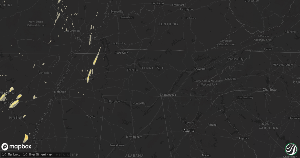 Hail map in Tennessee on May 30, 2013