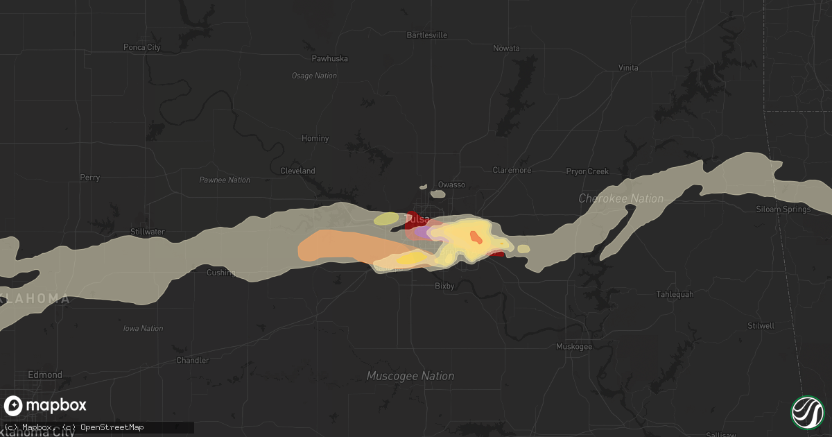 Hail map in Tulsa, OK on May 30, 2013