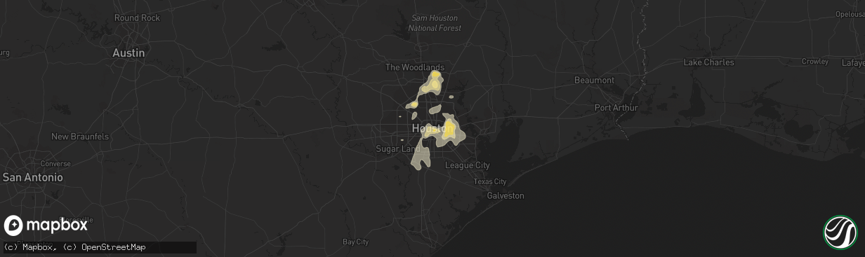 Hail map in Houston, TX on May 30, 2015