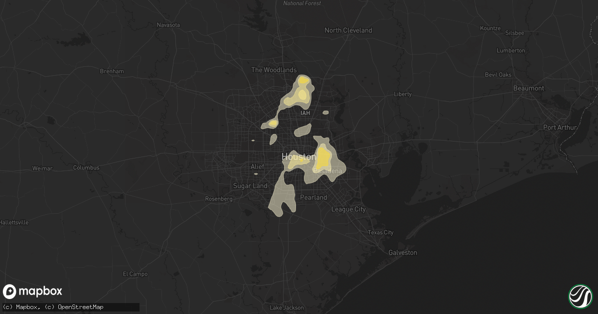 Hail map in Houston, TX on May 30, 2015