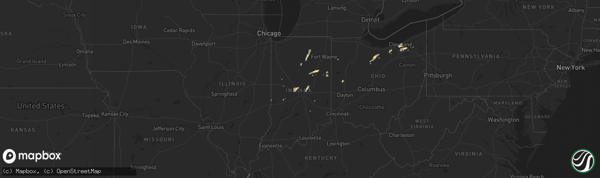 Hail map in Indiana on May 30, 2015