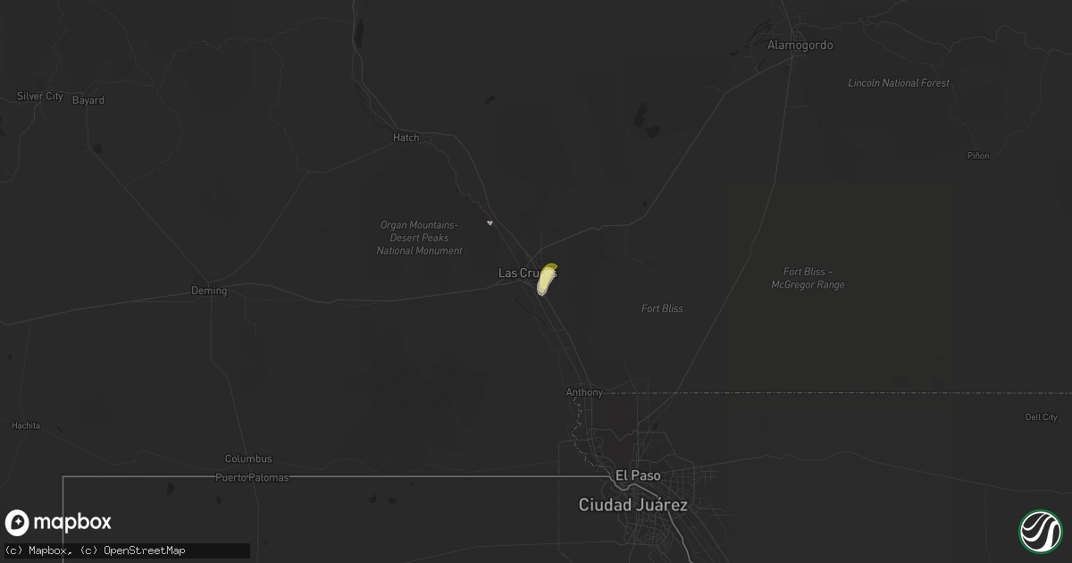 Hail map in Las Cruces, NM on May 30, 2015