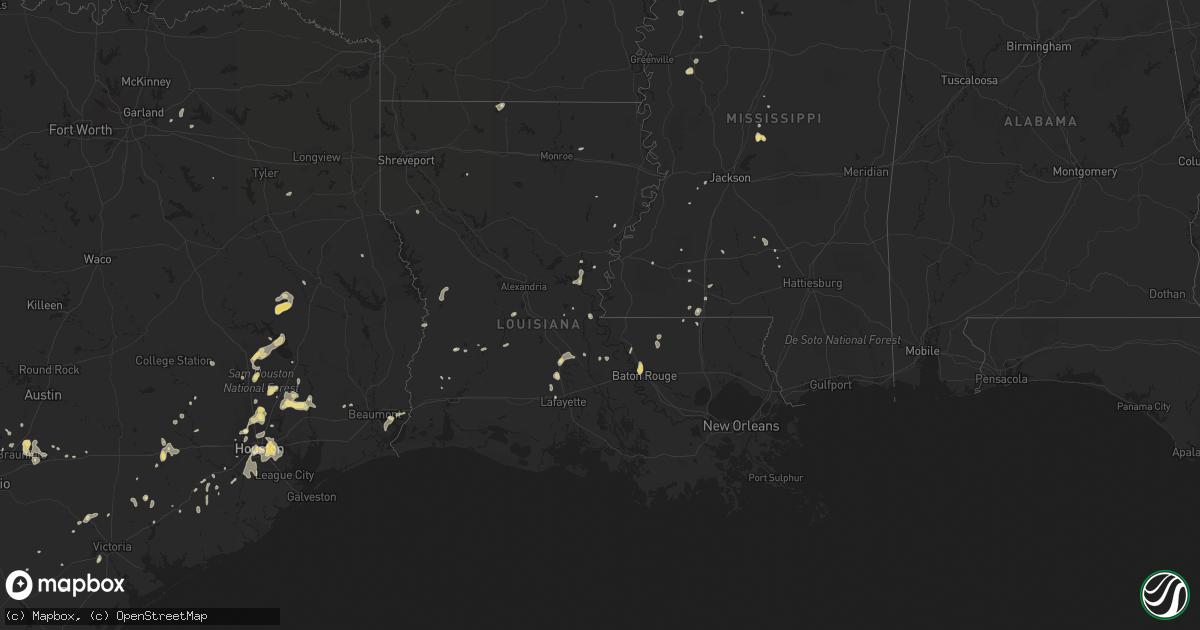 Hail map in Louisiana on May 30, 2015