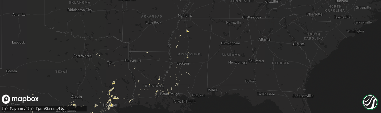 Hail map in Mississippi on May 30, 2015