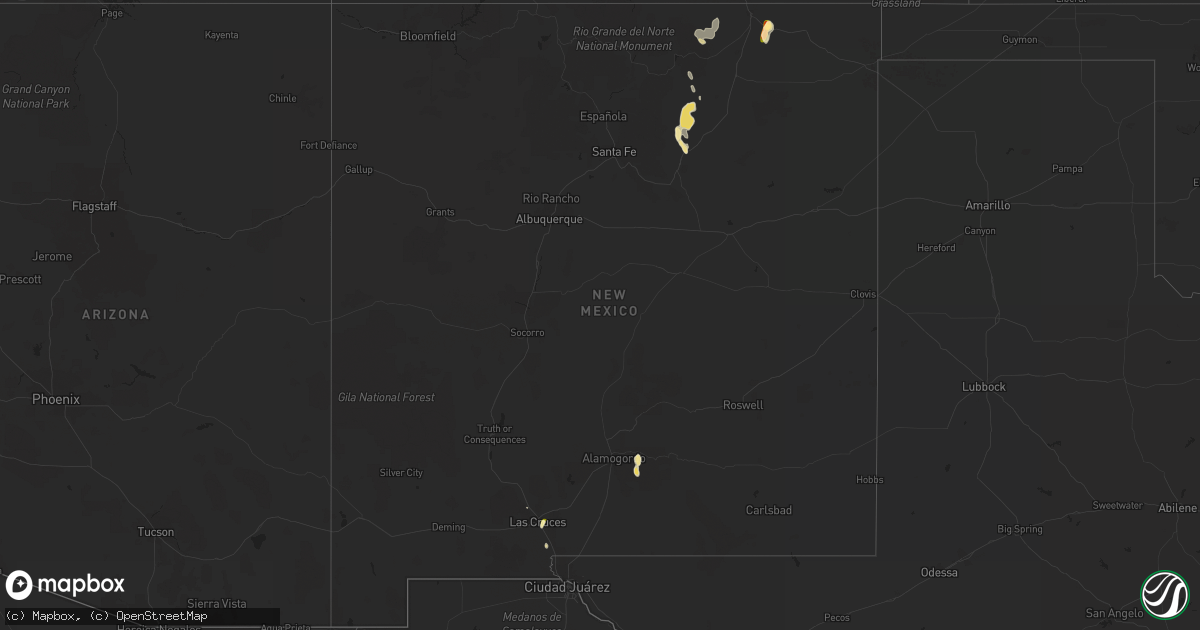 Hail map in New Mexico on May 30, 2015
