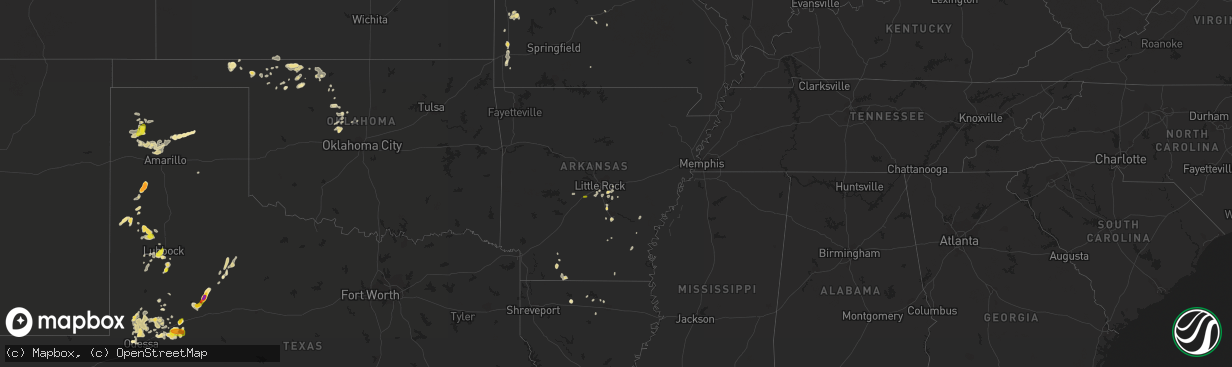 Hail map in Arkansas on May 30, 2016