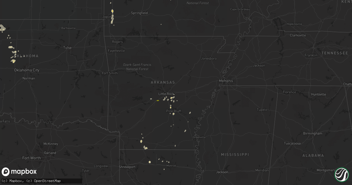 Hail map in Arkansas on May 30, 2016