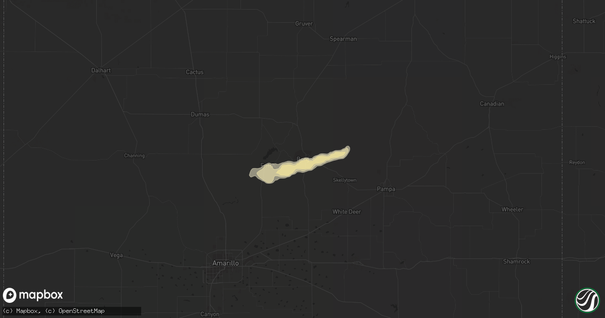 Hail map in Borger, TX on May 30, 2016