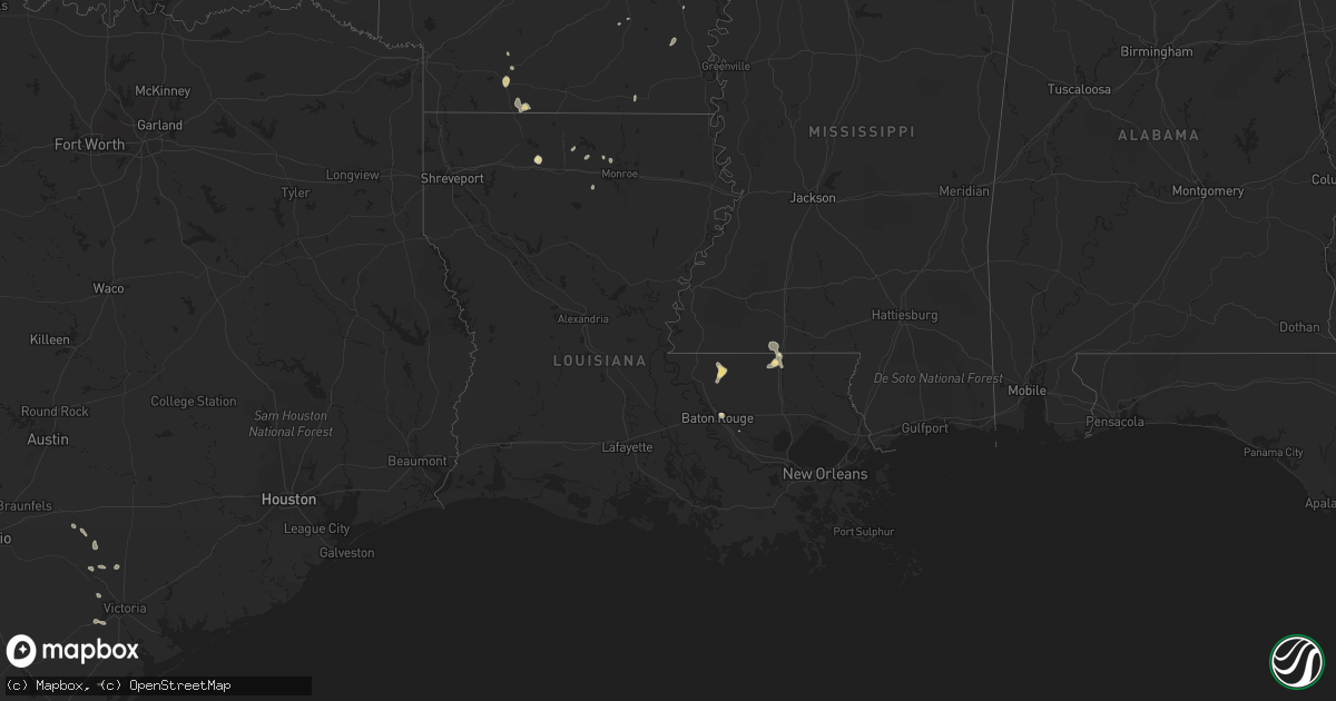 Hail map in Louisiana on May 30, 2016