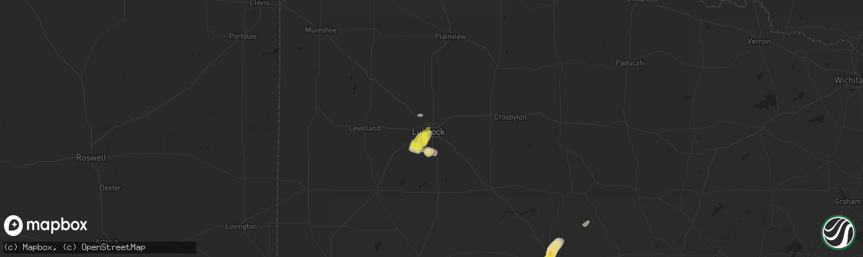 Hail map in Lubbock, TX on May 30, 2016