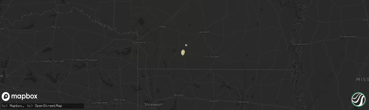 Hail map in Magnolia, AR on May 30, 2016