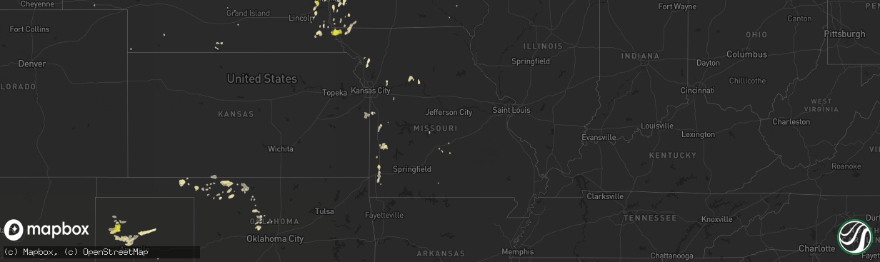 Hail map in Missouri on May 30, 2016