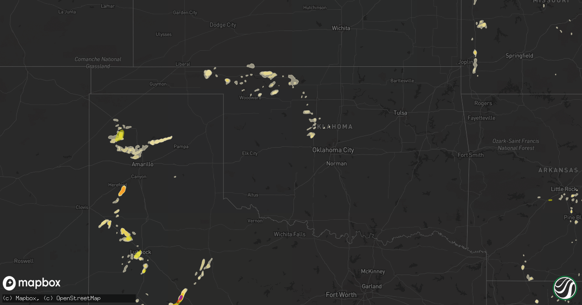 Hail map in Oklahoma on May 30, 2016