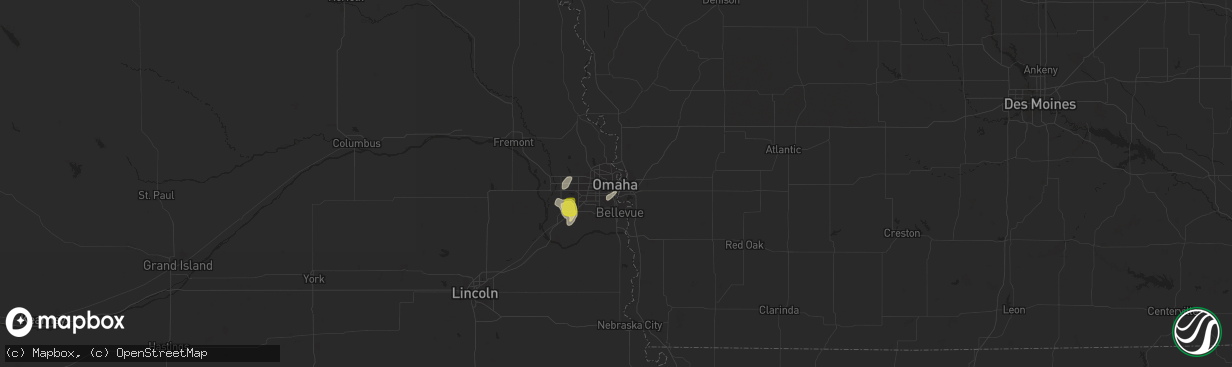 Hail map in Omaha, NE on May 30, 2016