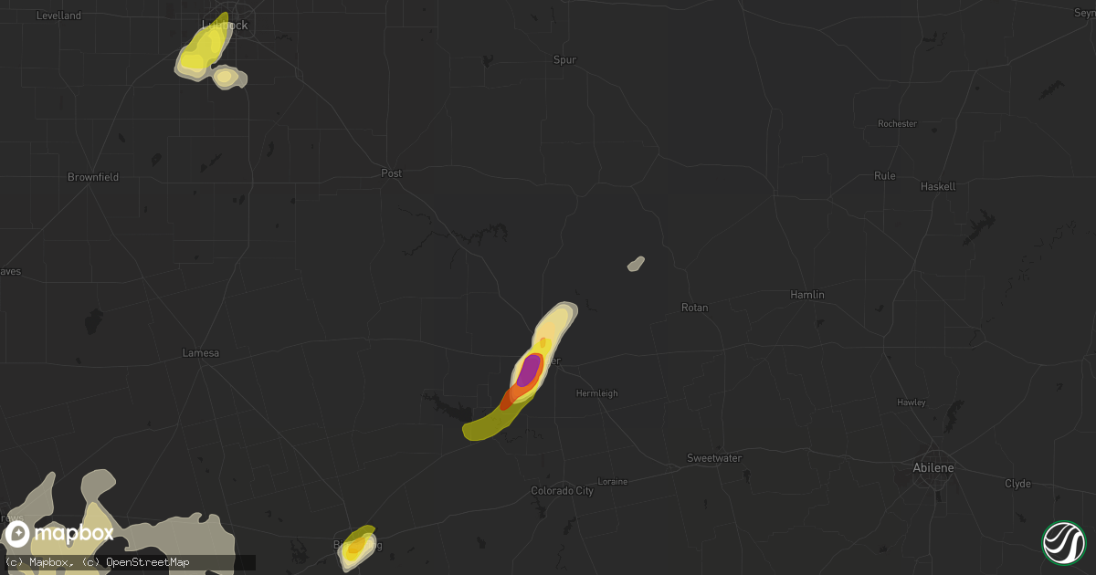 Hail map in Snyder, TX on May 30, 2016