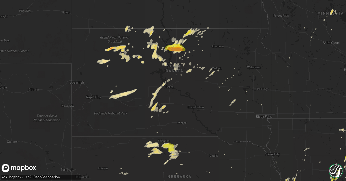 Hail map in South Dakota on May 30, 2016