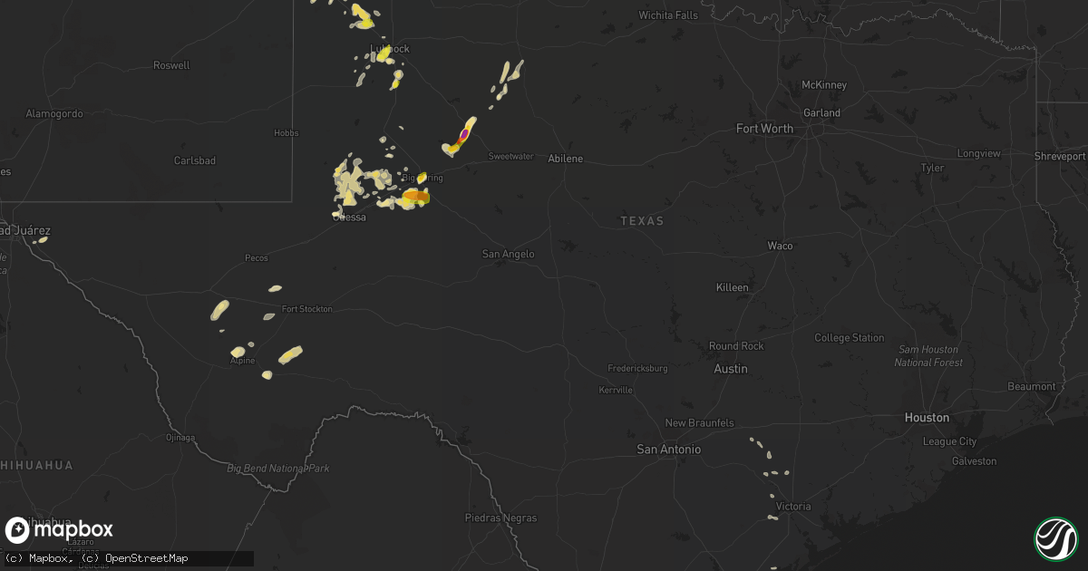 Hail map in Texas on May 30, 2016