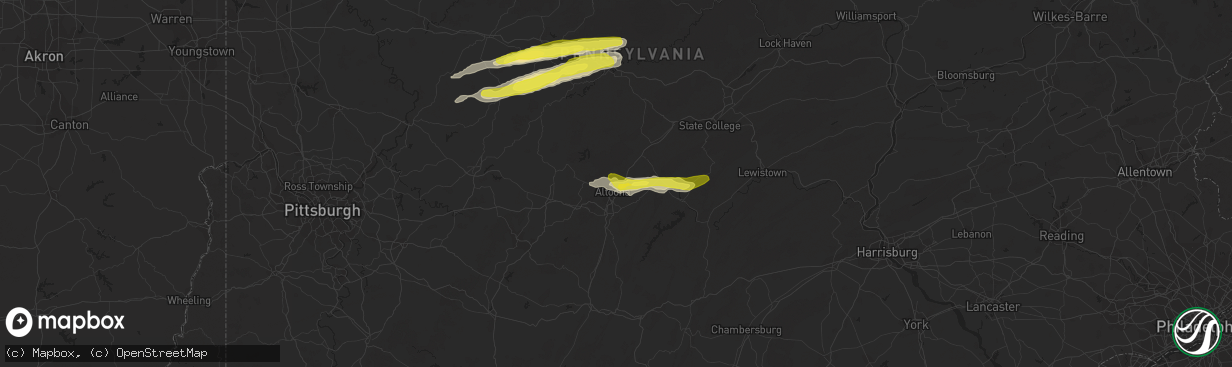 Hail map in Altoona, PA on May 30, 2017