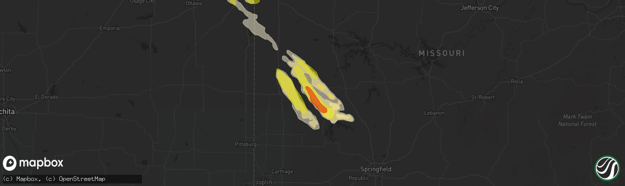 Hail map in El Dorado Springs, MO on May 30, 2017